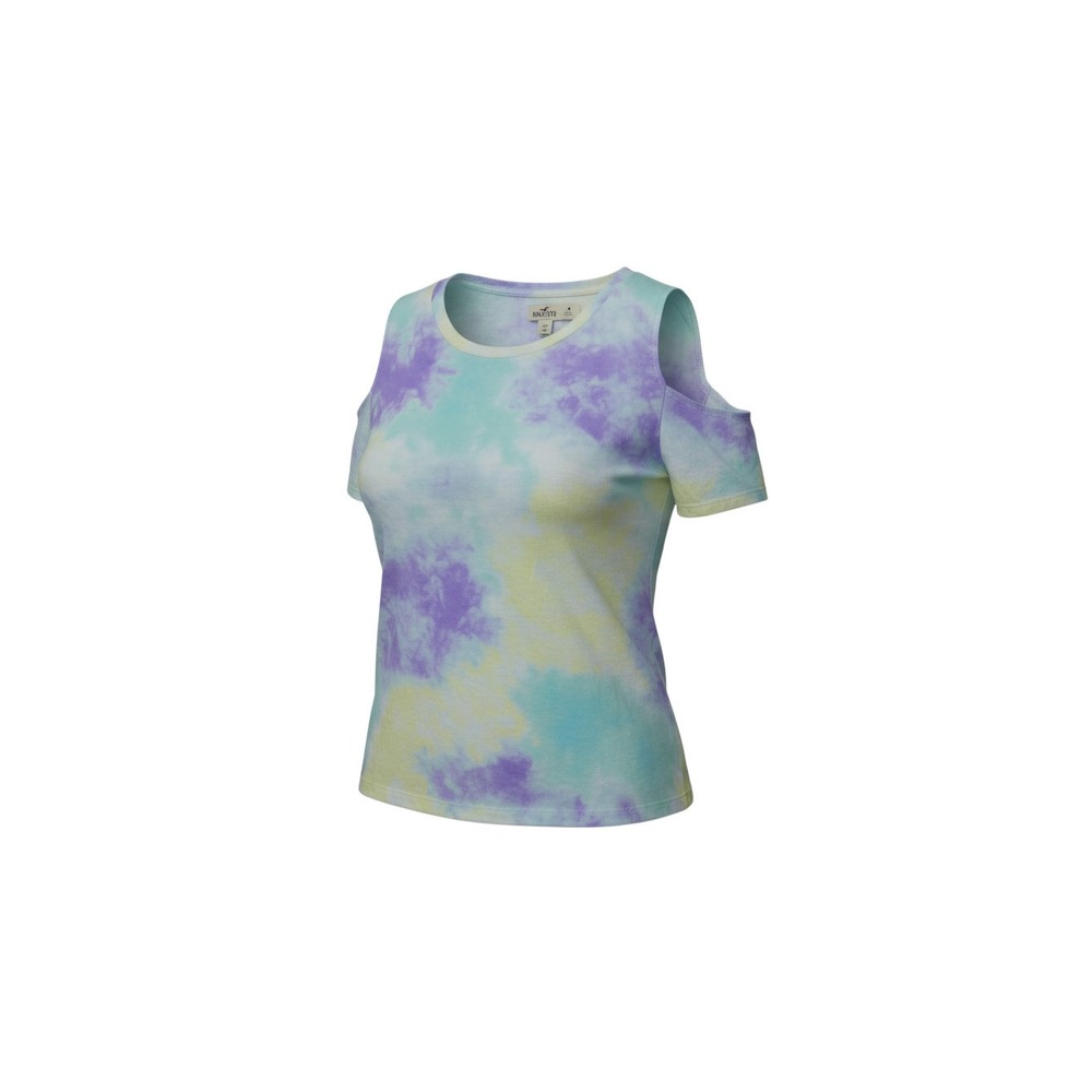 Hollister Cold Shoulder Top Womens Medium Multi Color Tie Dye Cut Out Tee